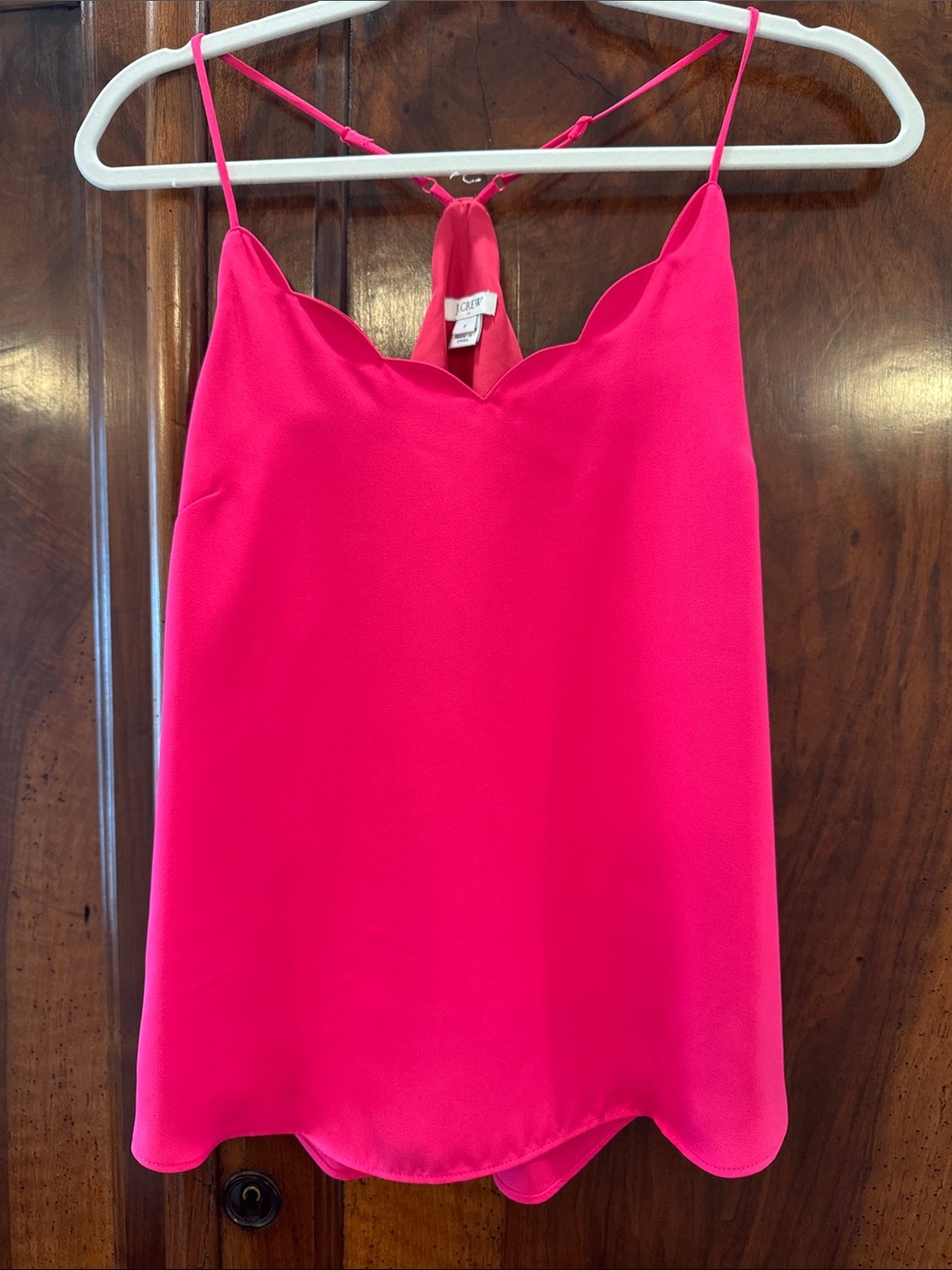 J. Crew Hot Pink Scallop-Edge Spaghetti Strap Camisole